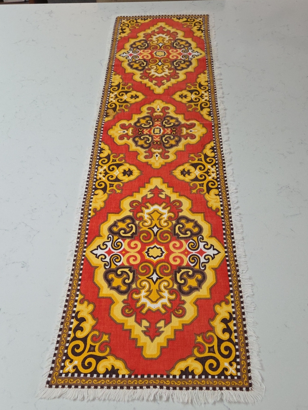 MCM Vibrant Red and Yellow Decorative Table Runner - Brand Unspecified
